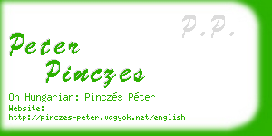 peter pinczes business card